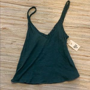 Turquoise crochet strap tank top